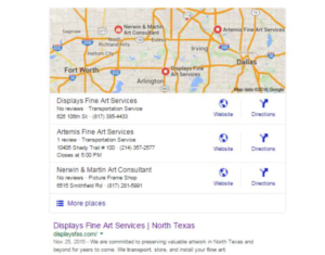 Local SEO Results for Displays Fine Art Services