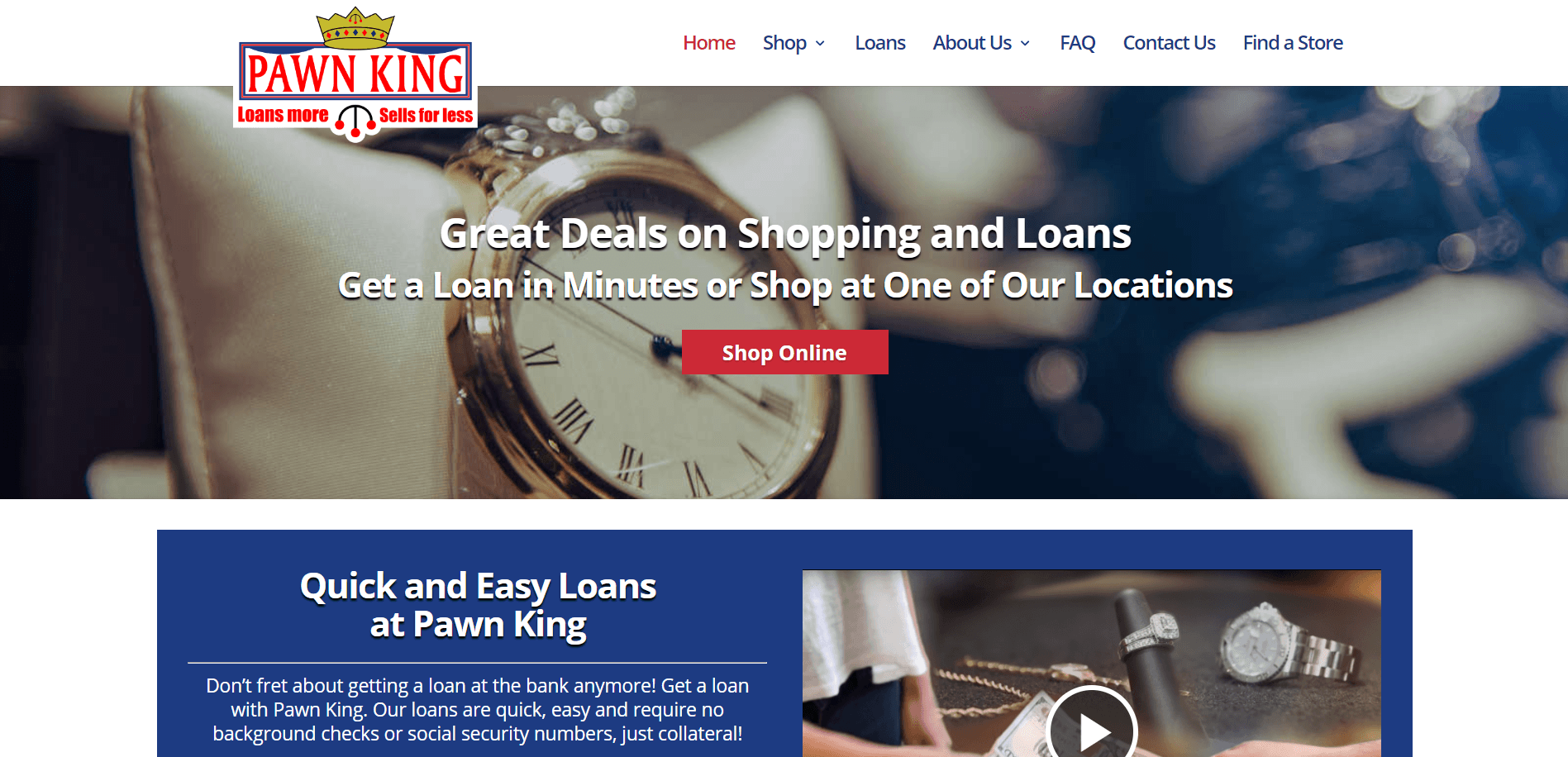 Pawn King Website Example - Qualbe Marketing Group