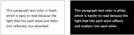 Website Color Choices: Black Text With White Background & White Text With Black Background
