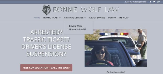 Bonnie Wolf Law Website Example by Qualbe Marketing Group