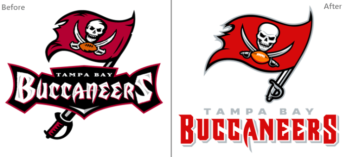 Buccaneers Logo - Color Changes Then and Now