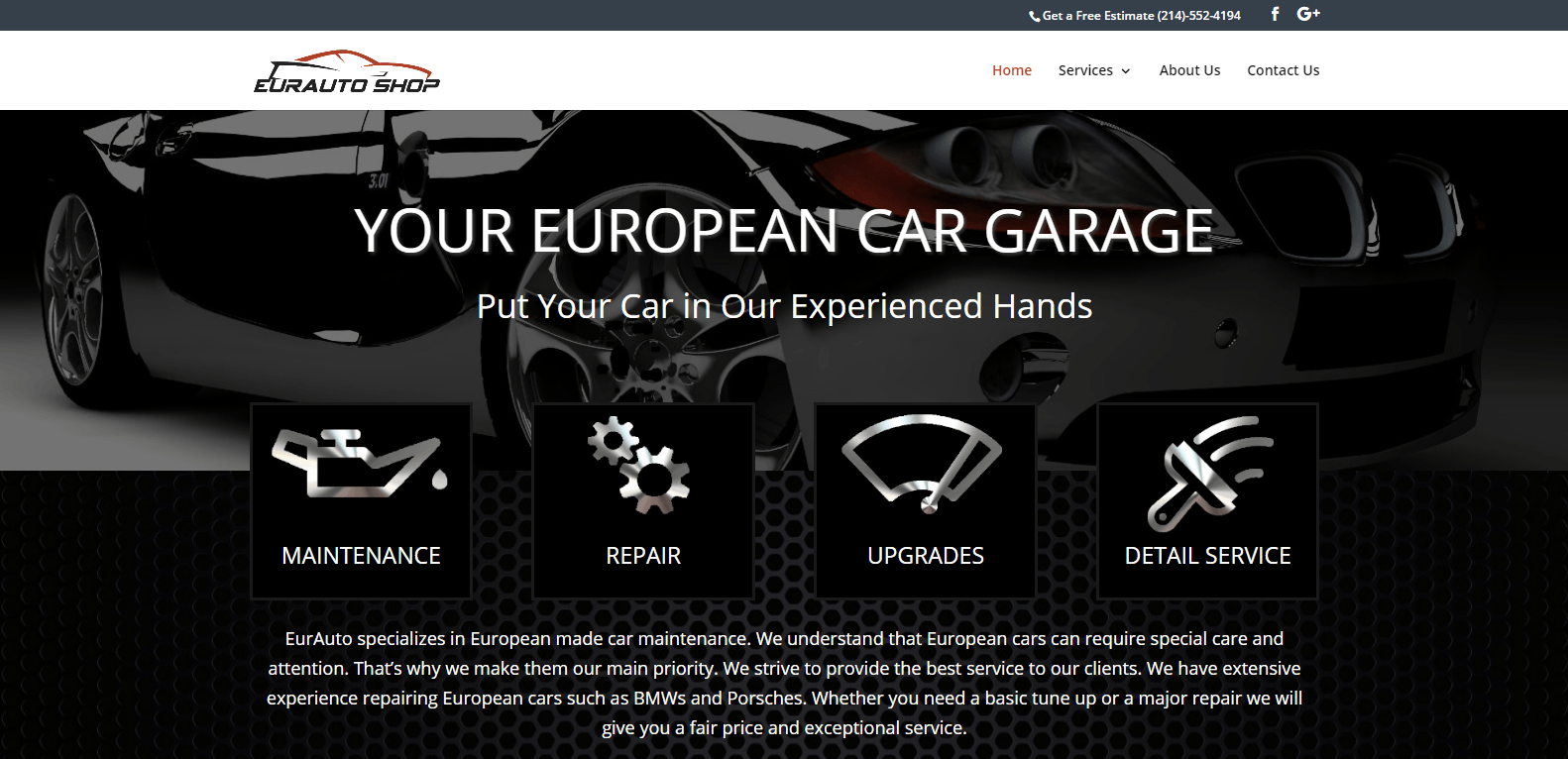 Website Colors Express Emotions, Like This European Car Garage Website Qualbe Marketing Group