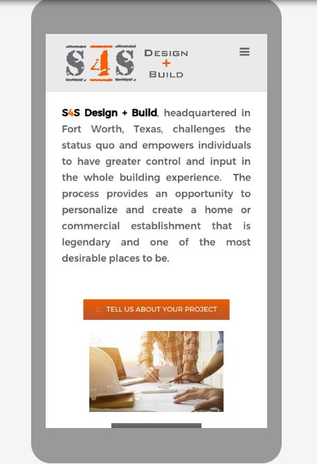 s4s design+build homepage mobile