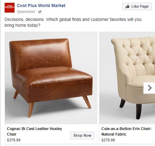 cost plus world market ad for cognac leather chair